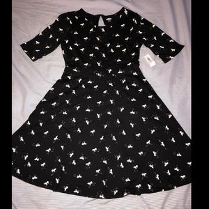 Black & White Unicorn Skater Girl Dress